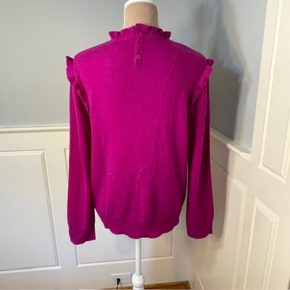 Tyler Boe Cashmere Ruffled Feminine Pullover Sweater NWOT Large - Picture 4 of 8